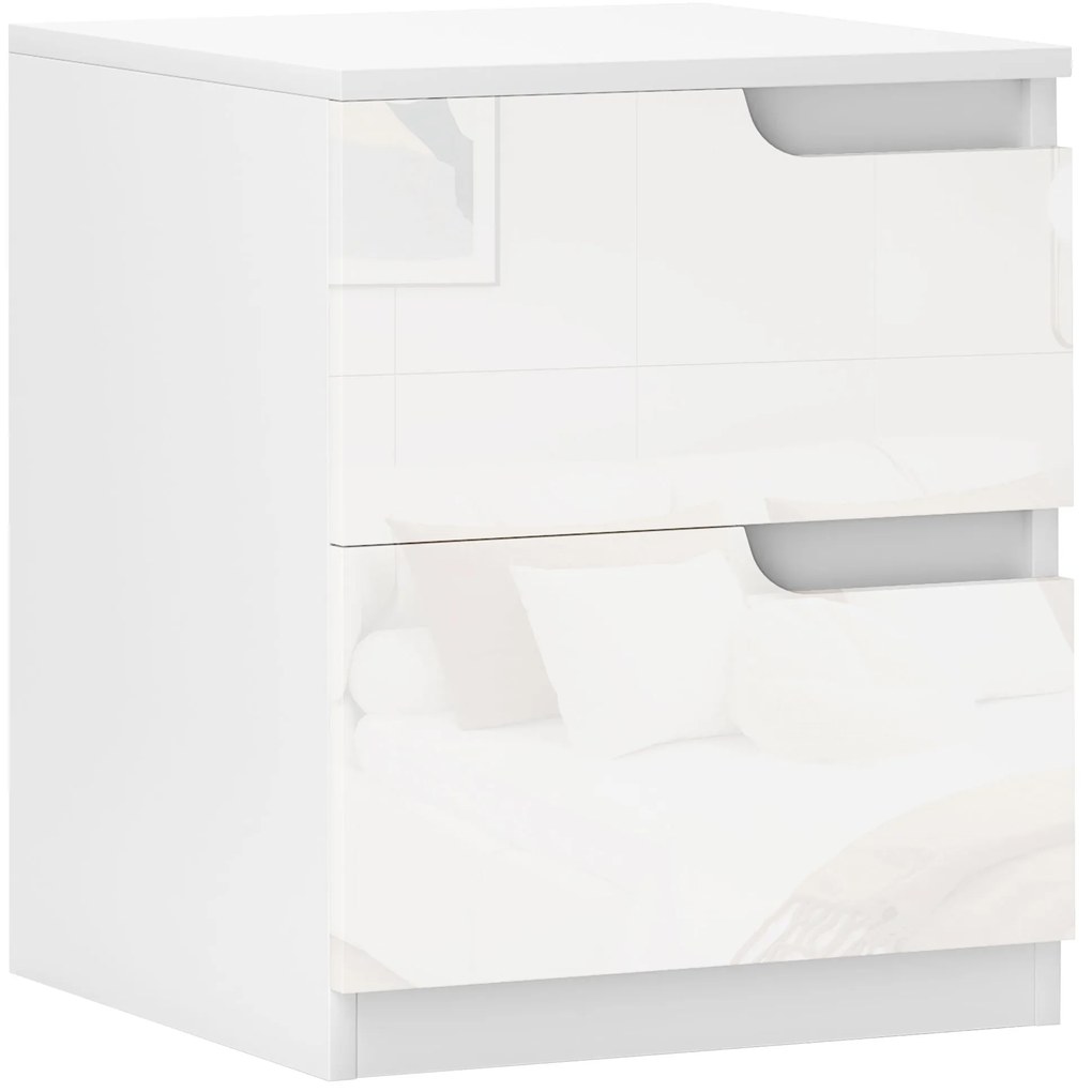Mesa de Cabeceira Moderna Mesa de Cabeceira com Gavetas Mesa Auxiliar para Dormitório Sala de Estar 40x40x48 cm Branco