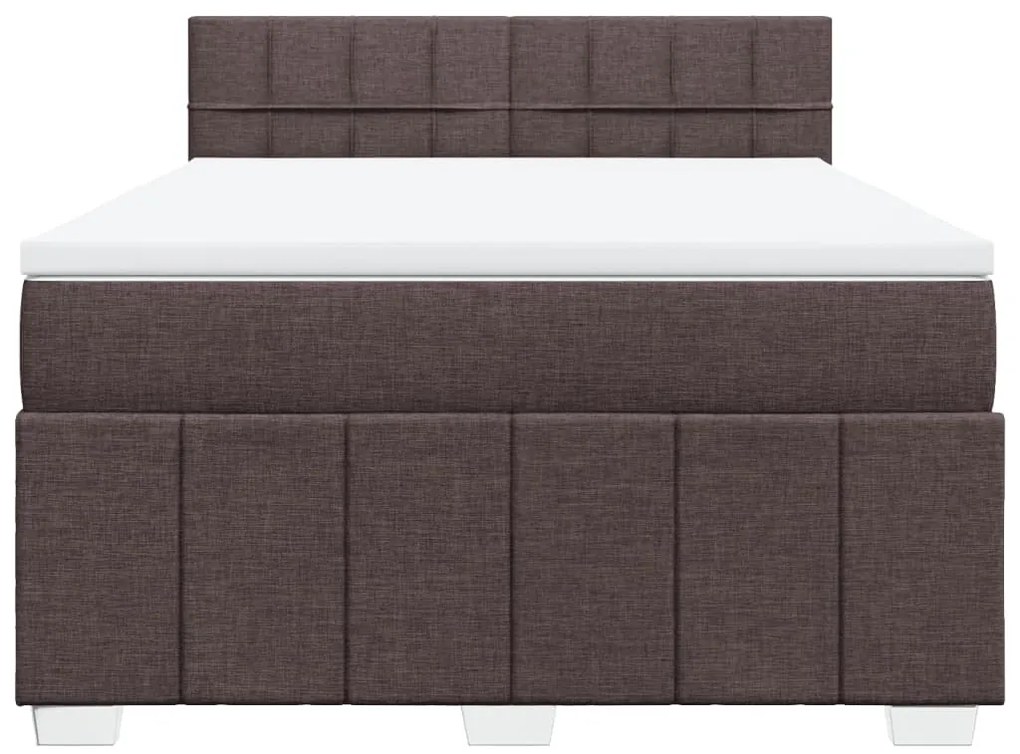Cama com molas/colchão 160x200 cm tecido castanho-escuro