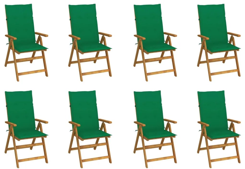 vidaXL Cadeiras de jardim dobráveis c/ almofadões 8 pcs acácia maciça