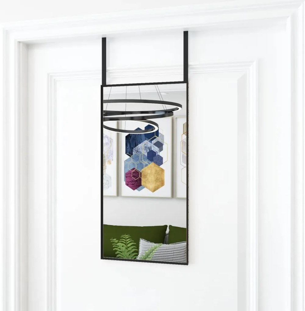 vidaXL Espelho para porta 30x60 cm vidro e alumínio preto