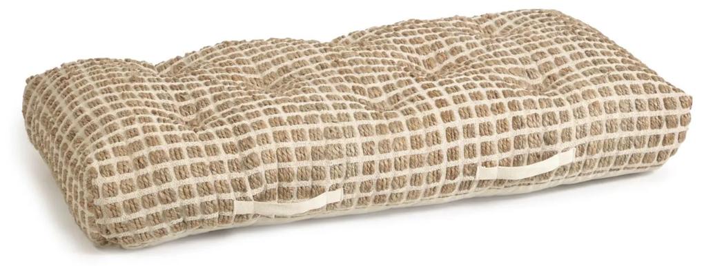 Kave Home - Almofada de chão e palete Adelma juta e algodão branco e natural 60 x 120 cm