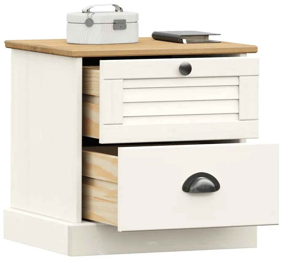 Mesa de cabeceira VIGO 42x35x42 cm pinho maciço branco