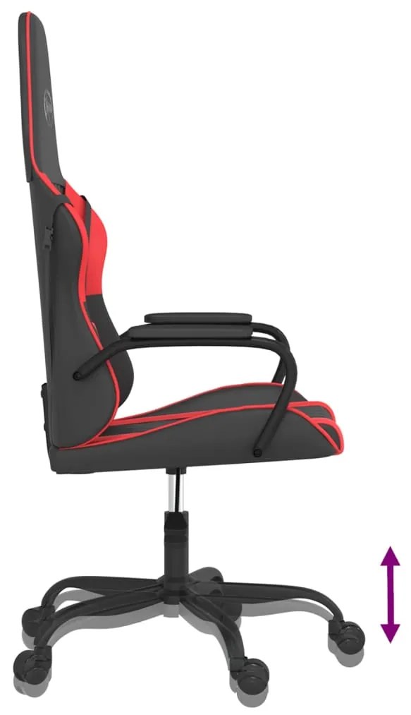 Cadeira gaming massagens couro artificial preto e vermelho