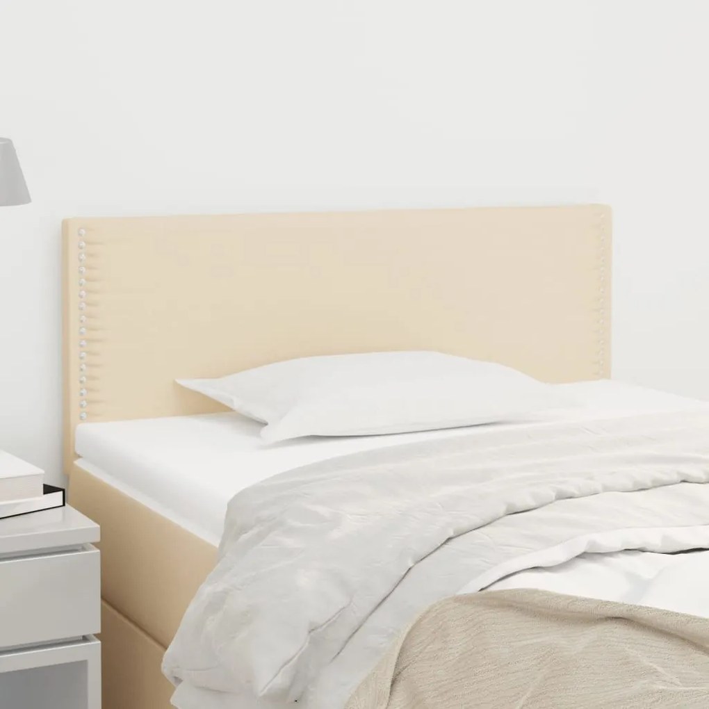 345909 vidaXL Cabeceira de cama tecido 100x5x78/88 cm creme