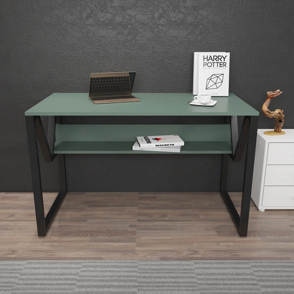 Secretária Lona – Verde/Preto – 120x72,8x60 cm