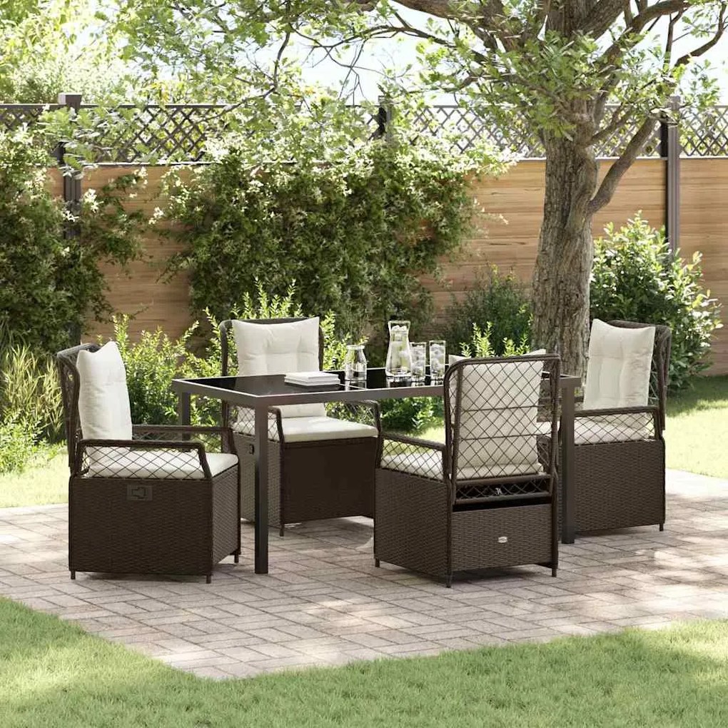 vidaXL Conjunto de jantar de jardim 5 peças castanho em rattan sintético.