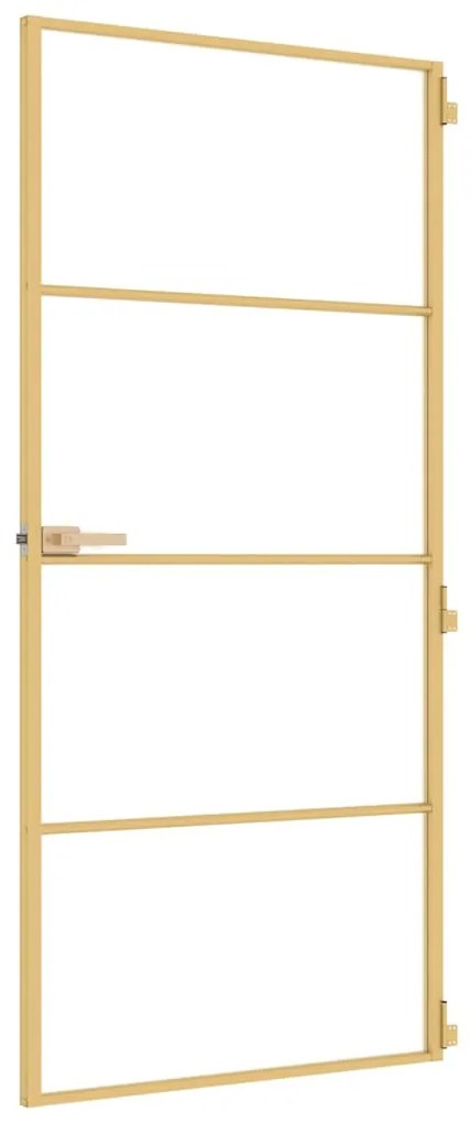 Porta interior 93x201,5 cm vidro temperado e alumínio dourado