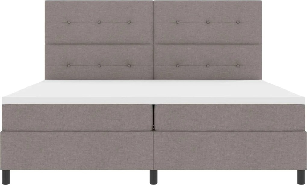 vidaXL Cama Box com colchão Cinzento-acastanhado 200 x 200 cm tecido