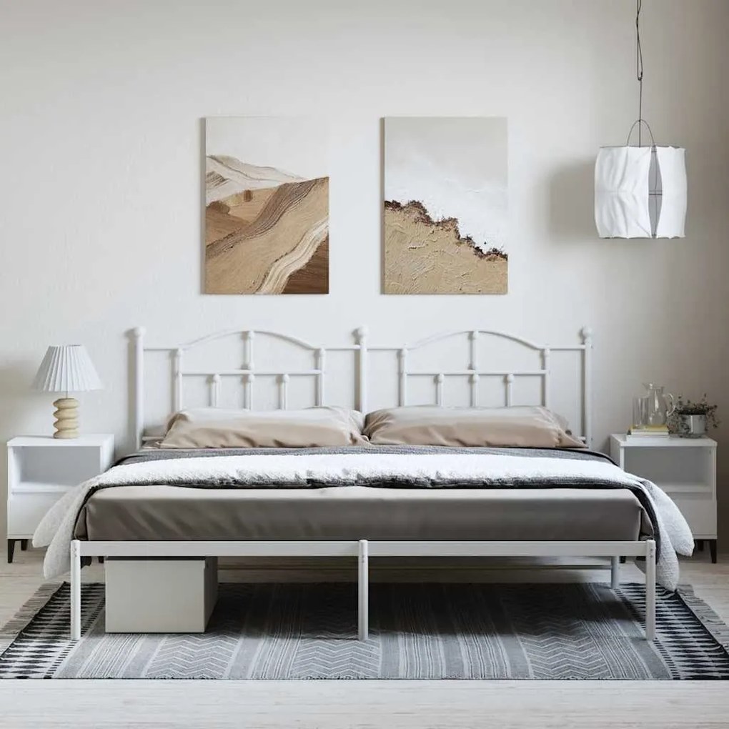 Estrutura de cama com cabeceira 193x203 cm metal branco