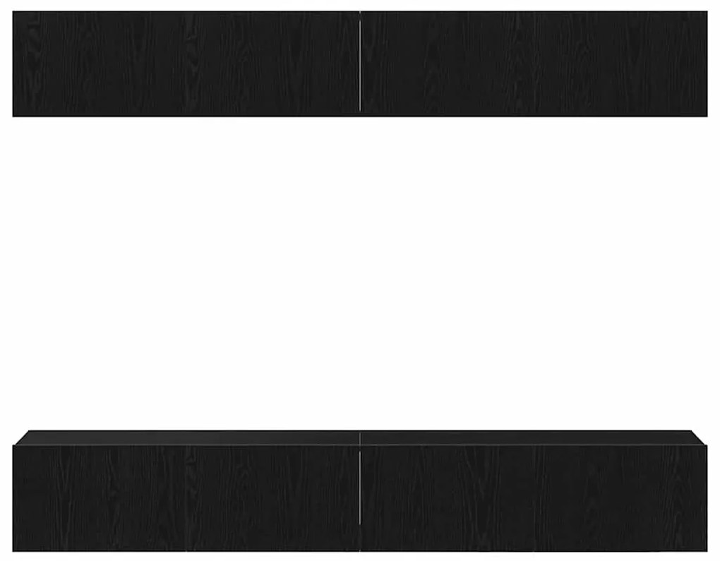 Estante de TV 4 Peças - Montada na Parede em Carvalho Preto