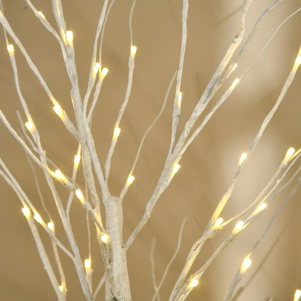 Árvore de Bétula Altura 150cm com 96 Luzes LED IP44 Branco Quente Ramo