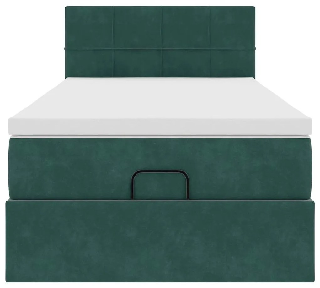 Estrutura de cama otomana vidaXL com colchão verde escuro Veludo