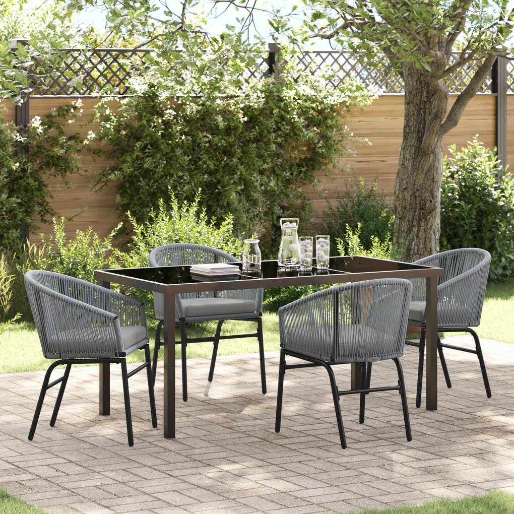 vidaXL Conjunto de Jantar de Jardim de 5 Peças em Rattan Cinza