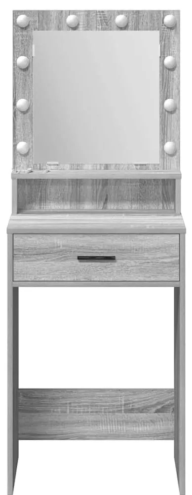 Mesa de Maquilhagem vidaXL com Luzes LED Cinzento Sonoma 50x41x135 cm