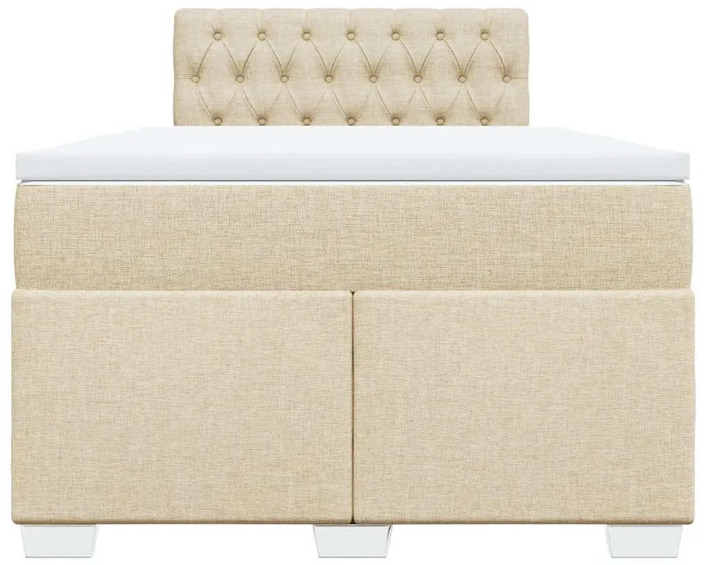 Cama boxspring com colchão 120x190 cm tecido cor creme