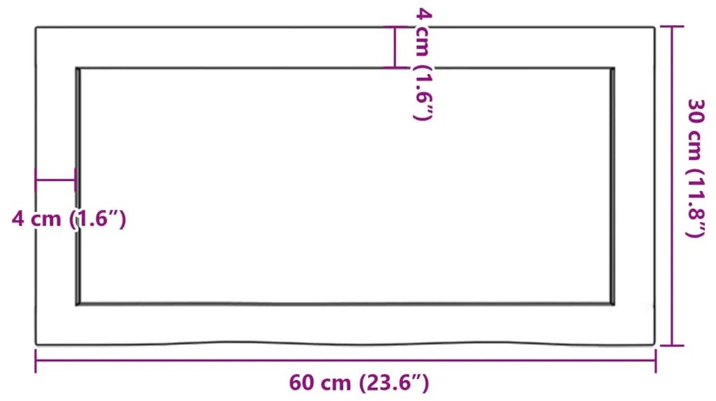 Prateleira de parede 60x30x(2-6) cm carvalho maciço não tratado