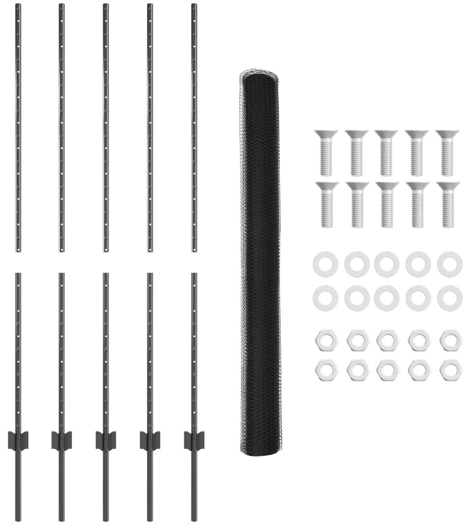Postes de Cerca vidaXL 10 pcs U-Channel Cinzento 140 cm Aço