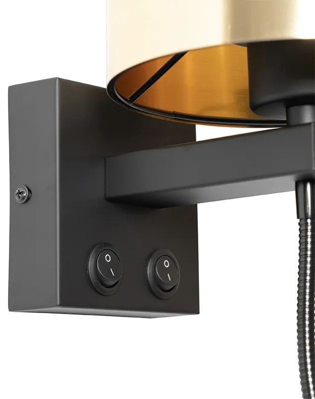 LED Candeeiro de parede preto com braço flexível e cúpula dourada 15 cm - Brescia Moderno,Design