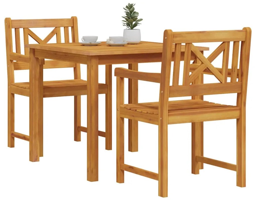 Conjunto de Jantar para Jardim em Madeira Sólida de Acácia, 3 Peças.