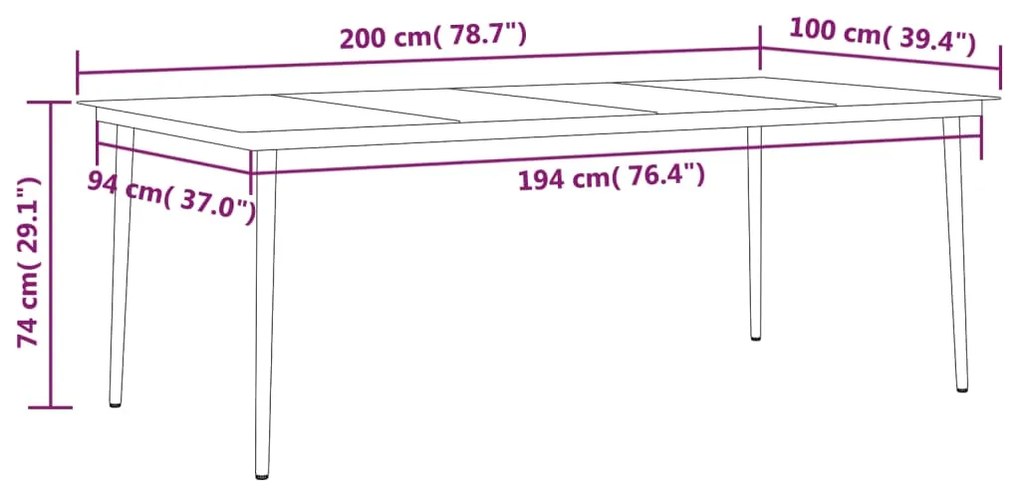 9 pcs conjunto de jantar para jardim preto