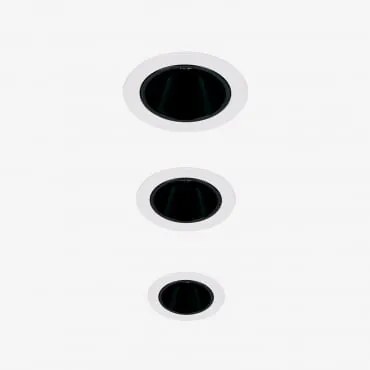 Pack De 3 Downlights Led Embutidos Com Molduras Redondas Ø8 Cm Para Exterior Em Alumínio Luisiana Branco - Preto & 23º & Branco Neutro 3500k & 11 W -