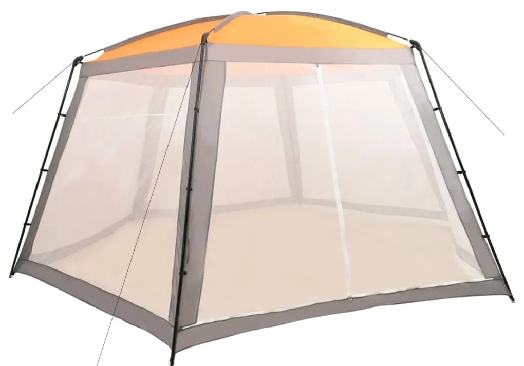 Tenda para piscina 660x580x250 cm tecido cinzento