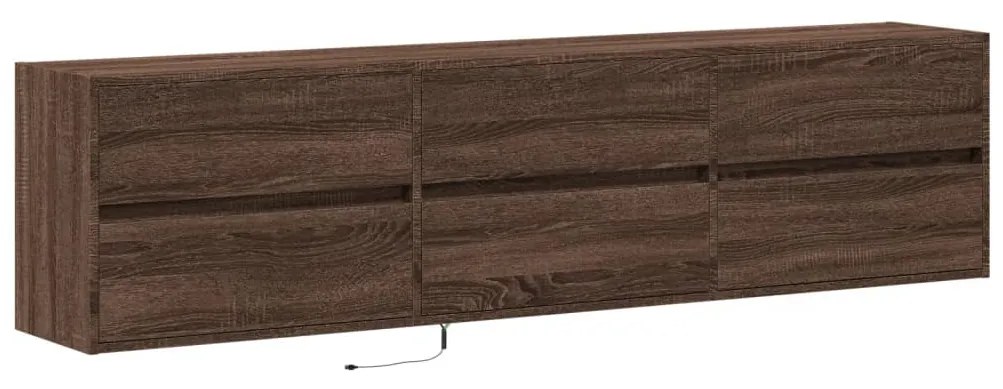 Móvel parede p/ TV c/ luzes LED 180x31x45 cm carvalho castanho