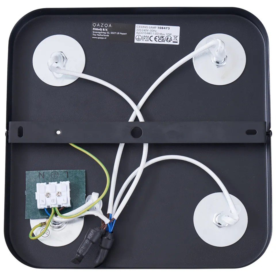 Foco de teto arredondado preto GU10 35mm 4 luzes giratório e inclinável - Kate