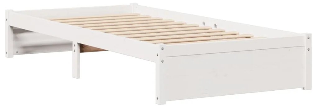 Cama com estante sem colchão 75x190 cm pinho maciço branco