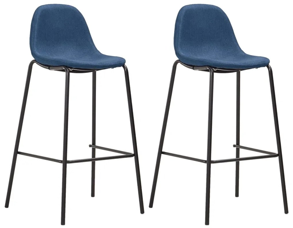 vidaXL Cadeiras de bar 2 pcs tecido azul