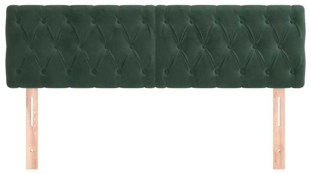 Cabeceira de cama 2 pcs veludo 72x7x78/88 cm verde-escuro