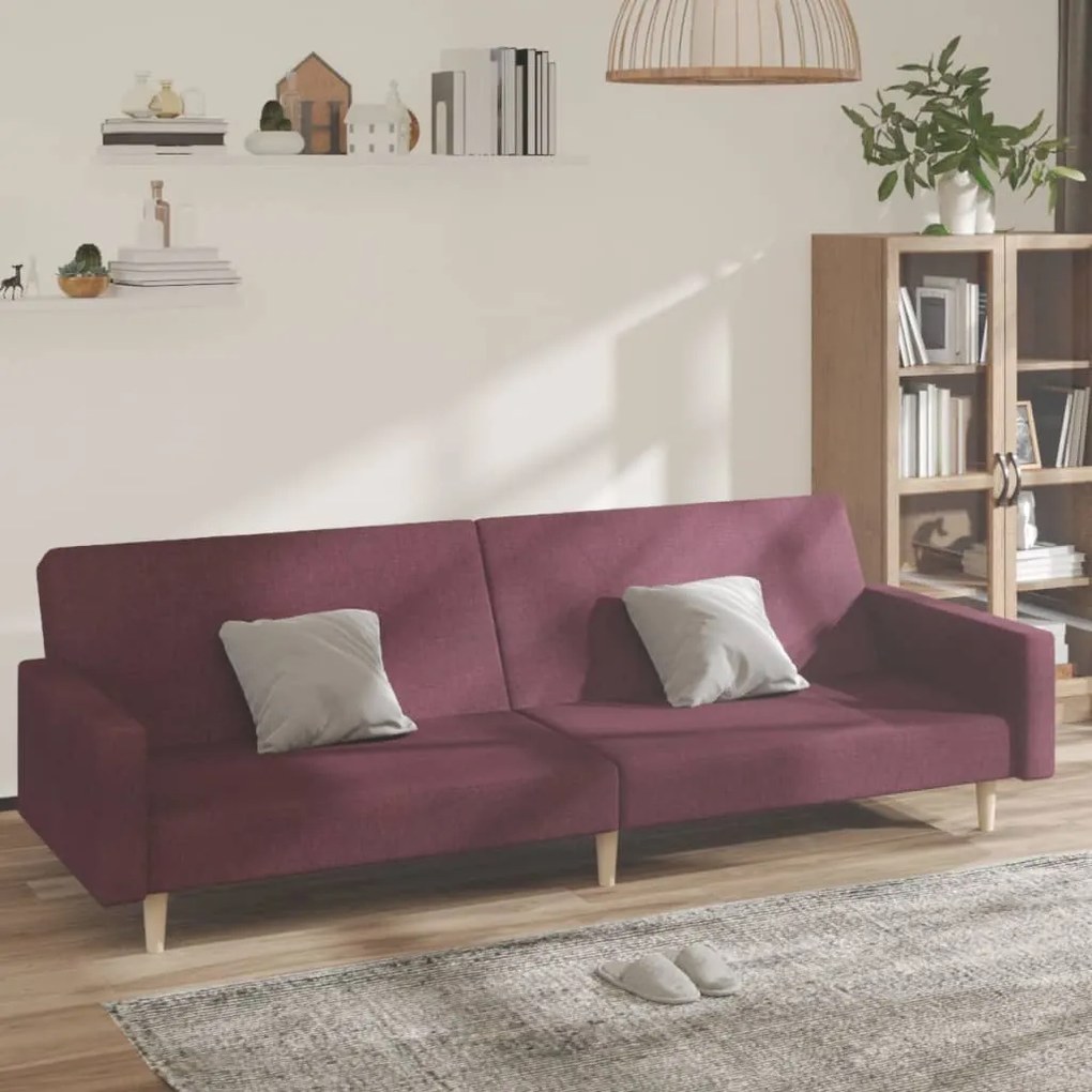 vidaXL Sofá-cama de 2 lugares tecido roxo