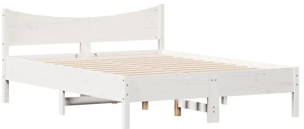 Cama sem colchão 140x190 cm madeira de pinho maciça branco
