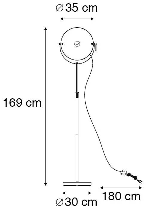 Candeeiro de pé preto ouro 35cm ajustável - MAGNAX Industrial