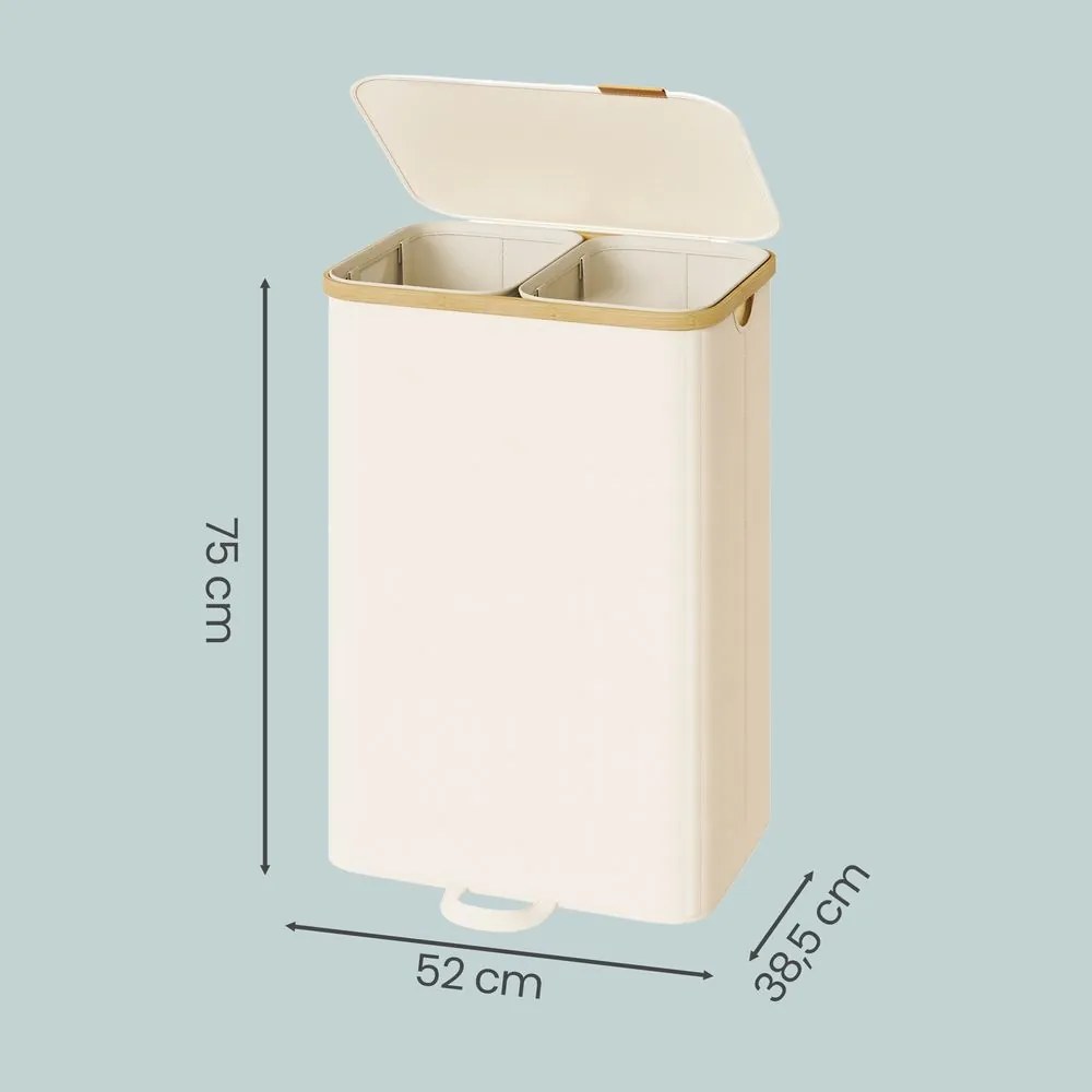 Cesto da roupa suja com tampa 150L 52 x 38,5 x 75 cm Creme