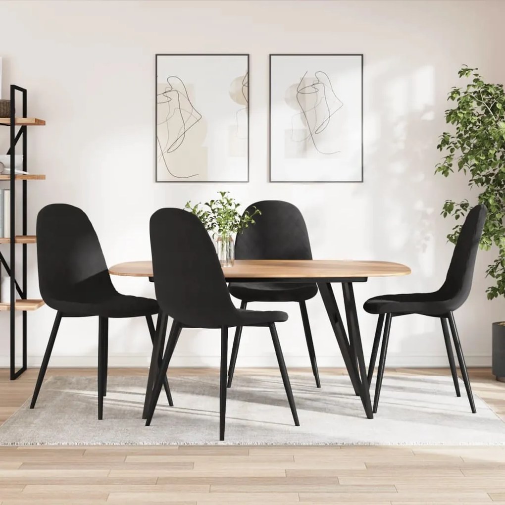 325663 vidaXL Cadeiras de jantar 4 pcs veludo preto