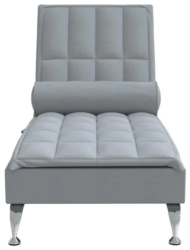 Chaise lounge de massagem com rolo tecido cinzento-claro