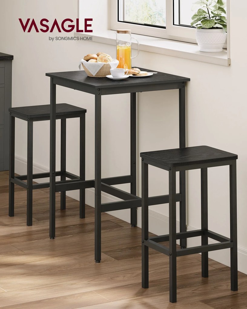 Mesa de bar com 2 cadeiras para cozinha em Preto