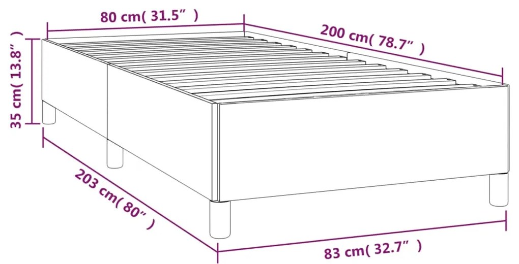 Estrutura de cama em tecido 80x200 cm cinzento-claro