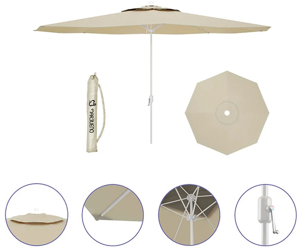 Parasol Marbueno Bege Poliéster Aço Ø 300 cm