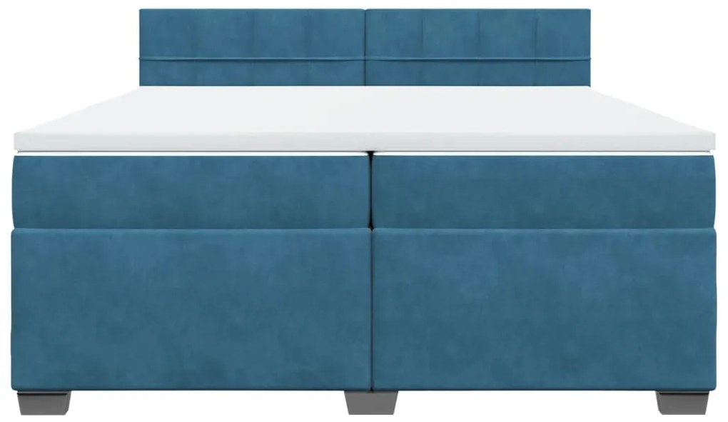 Cama com molas/colchão 200x200 cm veludo azul