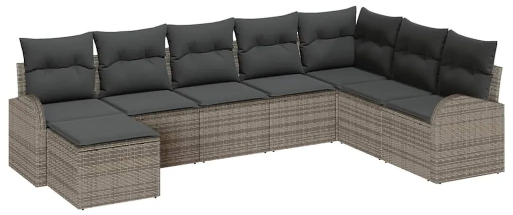 Conjunto de Sofá de Jardim vidaXL de 8 Peças com Almofadas Cinzas em R
