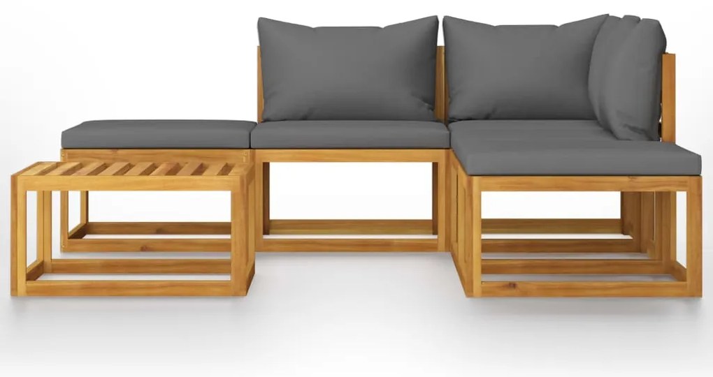 6 pcs conj. lounge jardim c/ almofadões madeira acácia maciça