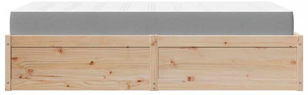 Cama com colchão 90x200 cm madeira de pinho maciça