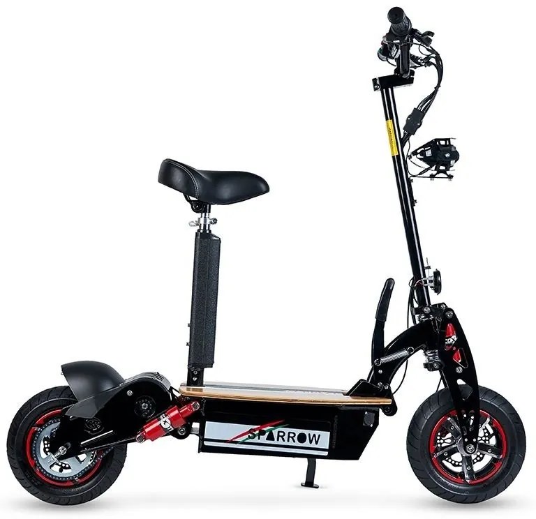 Trotinete Eléctrica 2000W com Assento Sparrow Velocidade até 40km/h, Autonomia até 30-40km Preta
