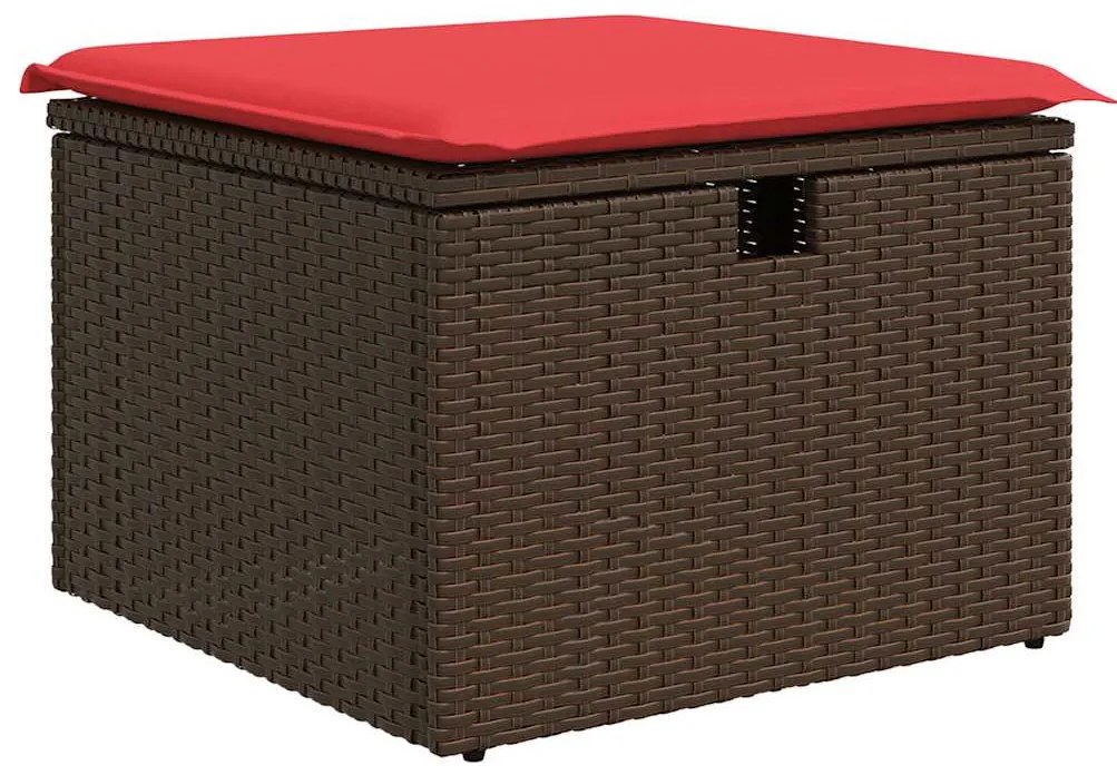 6 pcs conjunto de sofás jardim c/ almofadões vime PE castanho