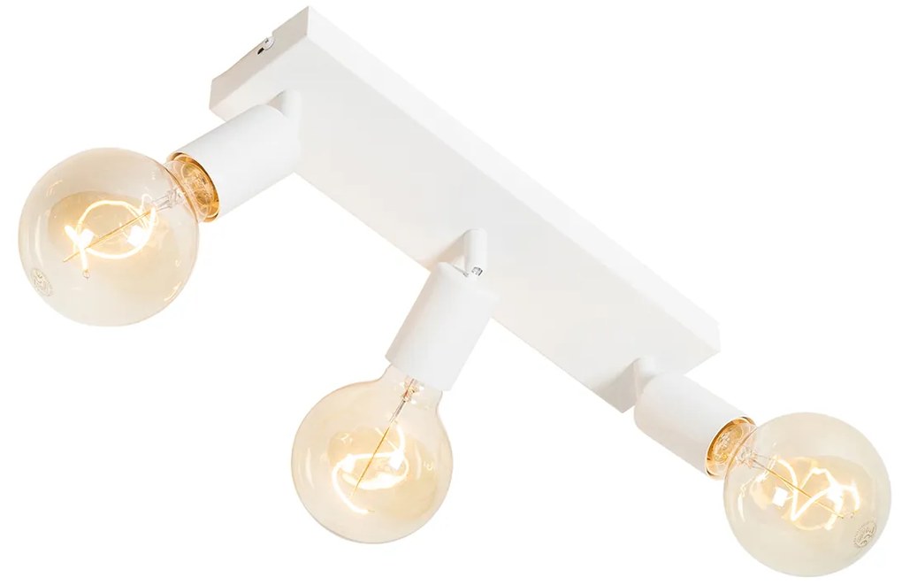 Candeeiro de teto moderno branco retangular 3-luzes - Facil Moderno