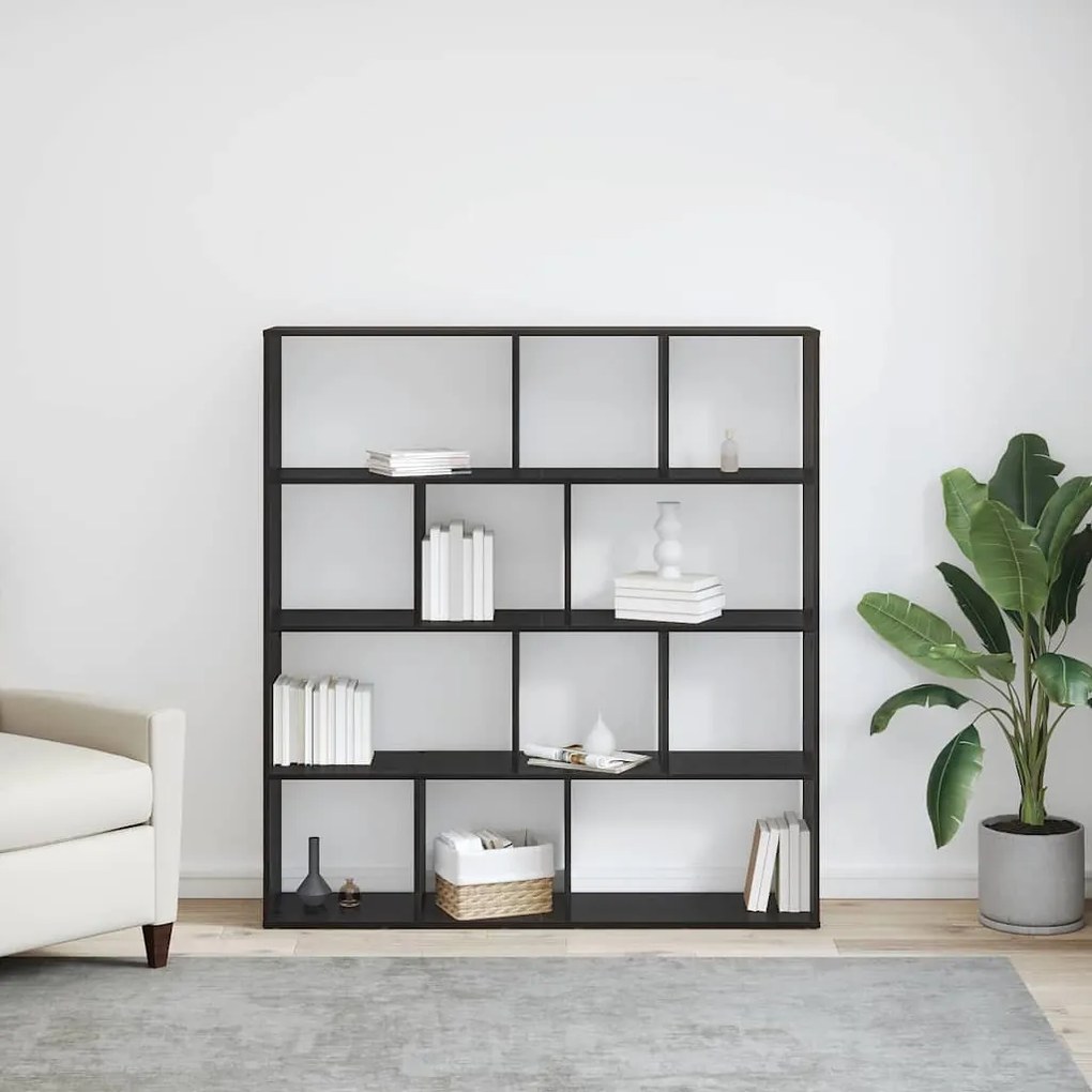 Gabinete de Livros Carvalho preto 132 x 29 x 141.5 cm