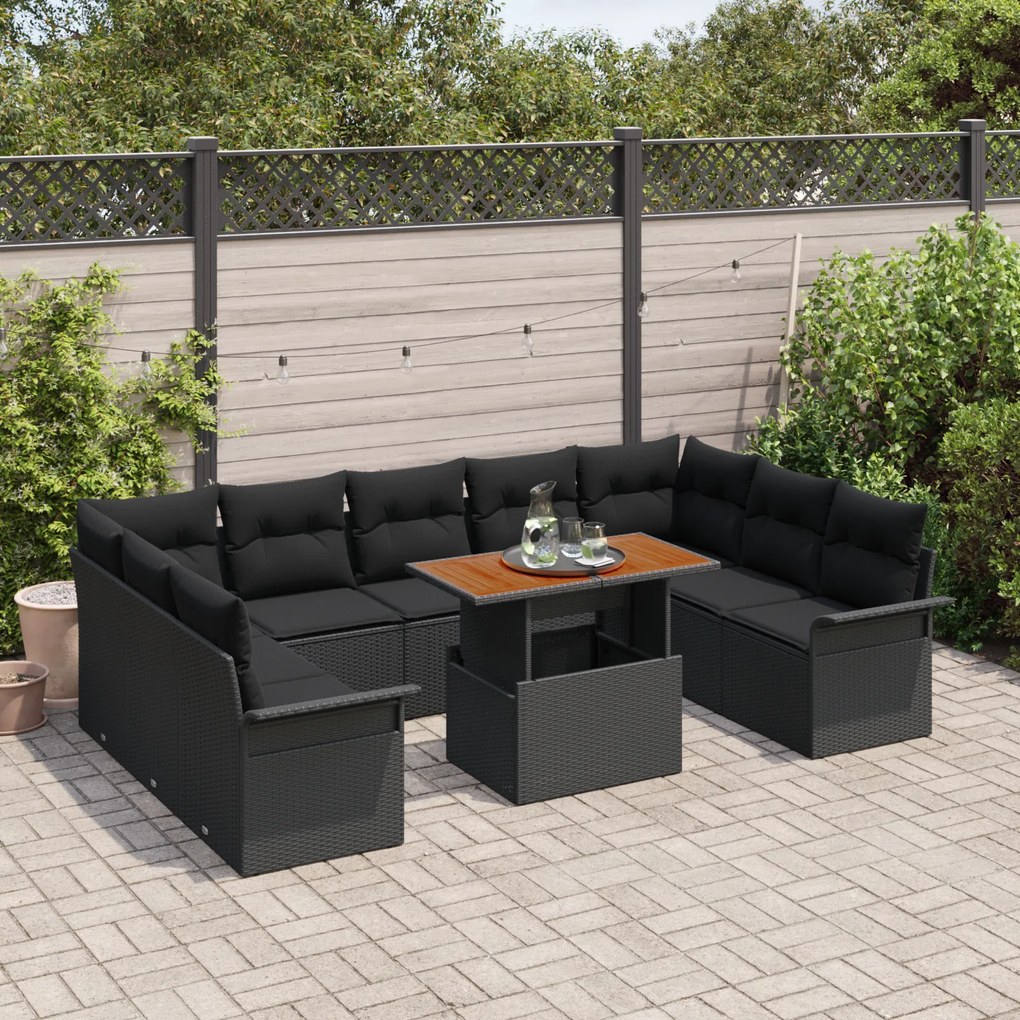 Conjunto de Sofás para o Jardim VidaXL de 10 Peças com Almofadas Ratta