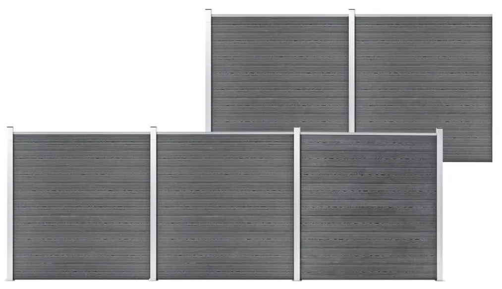 vidaXL Painel de vedação para jardim 872x186 cm WPC cinzento